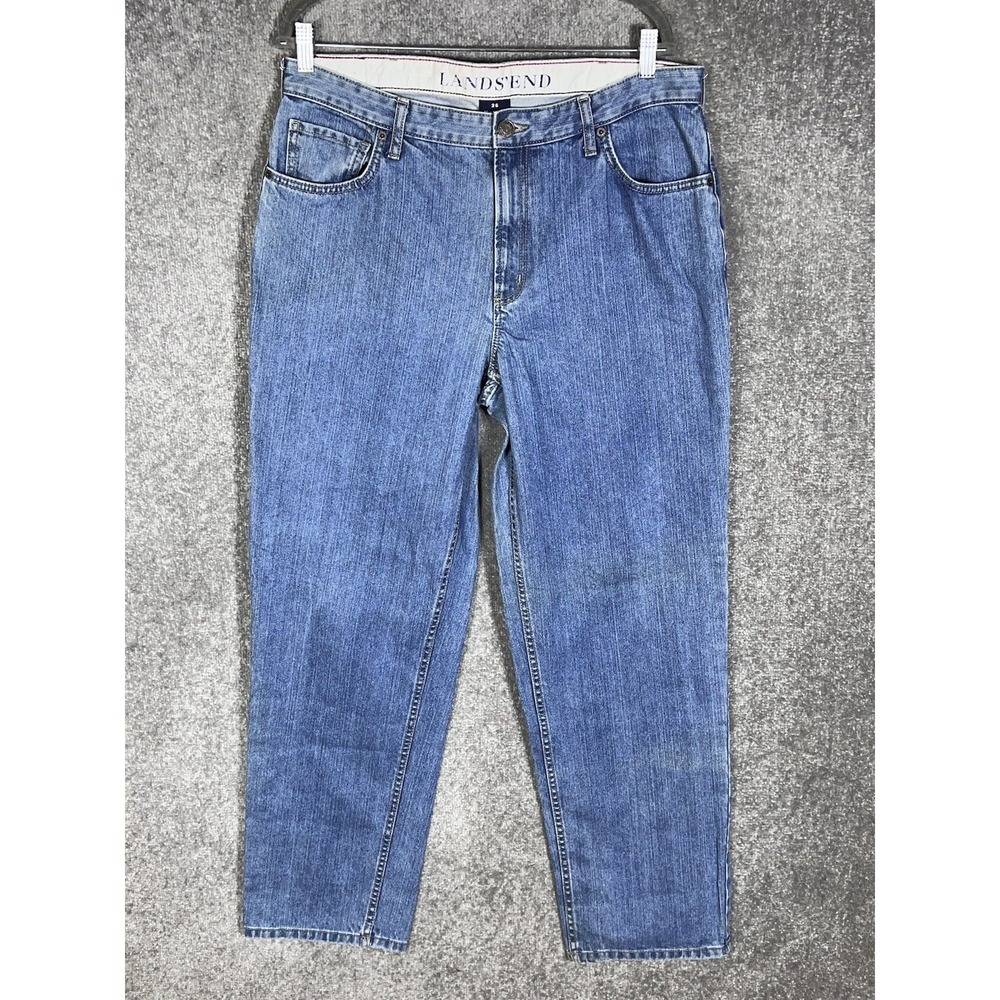 Lands End Relaxed Fit Slightly Tapered Leg Jeans Mens Size 36x33 Blue Denim